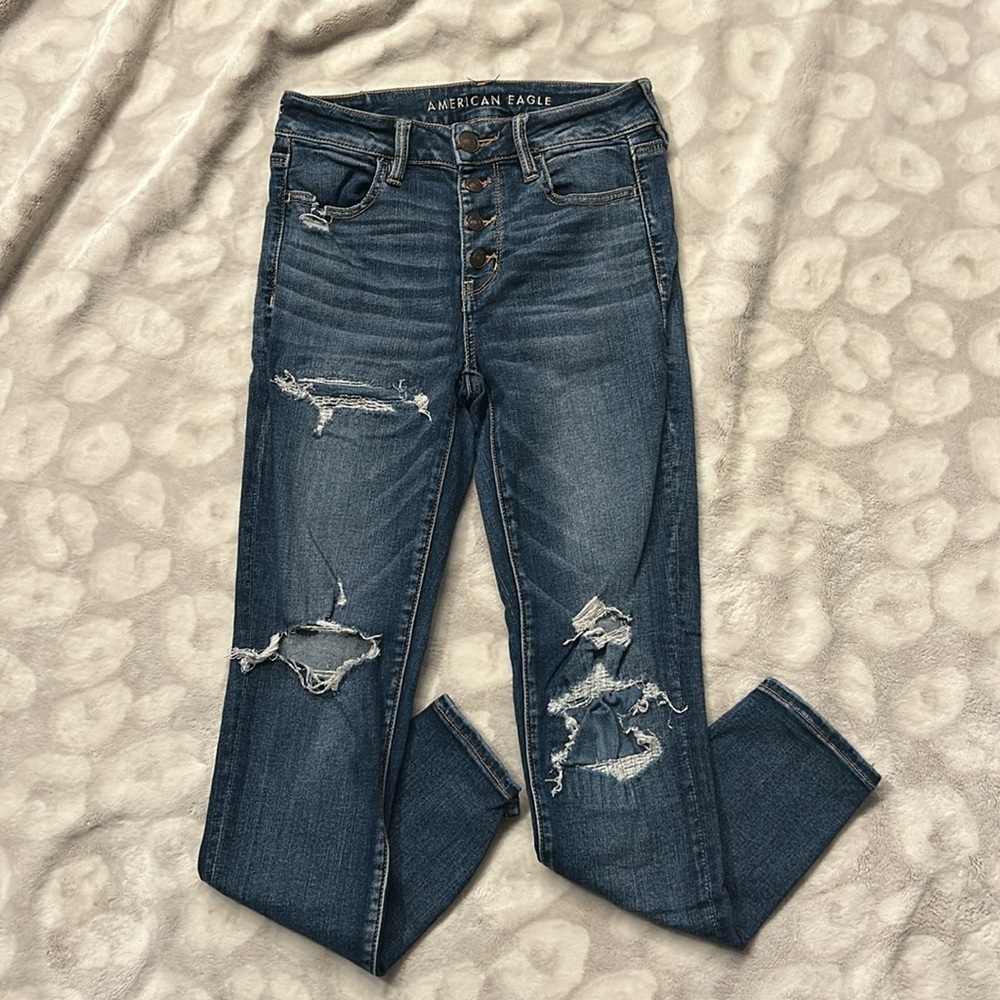American Eagle Next Level Stretch Hi Rise Jegging Jeans Button Fly Size 4 Short